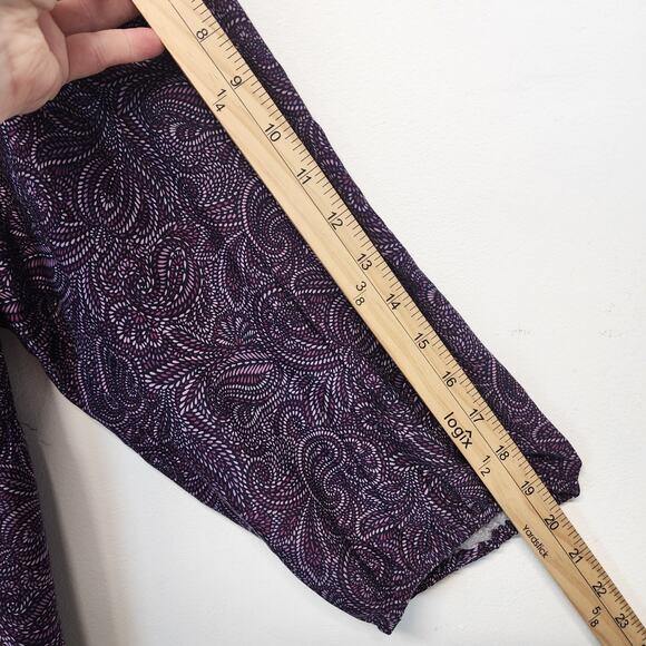 J. Jill Tiered Midi Dress Size L Purple Paisley 3/4 Sleeve Flowy Viscose Boho - Picture 8 of 13